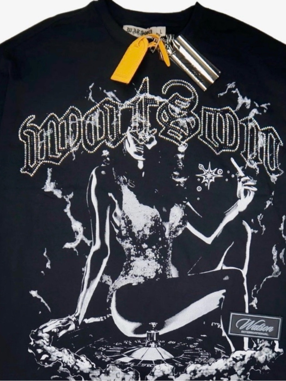 Watson XL Black Graphic Tee Rhinestone “High Rollers Club”